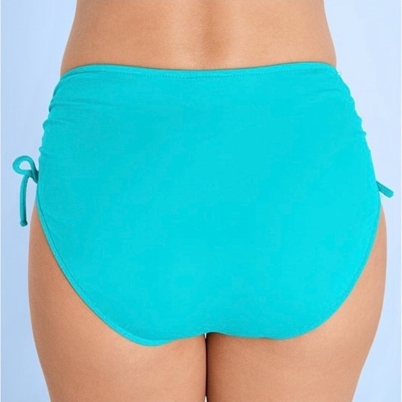 Venus Drawstring Gathered Side Full Coverage Bikini Bottom Blue 8 - Picture 2 of 4